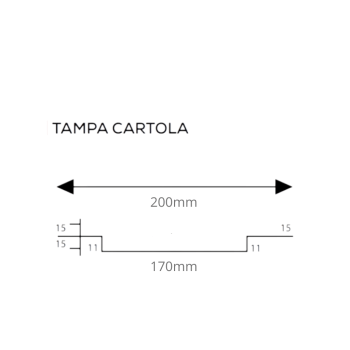 TAMPA CARTOLA CAIXA LATERAL 200 x 200 X 2500 CHAPA 1,20mm ( CHAPA 18 ) X 2500 mm