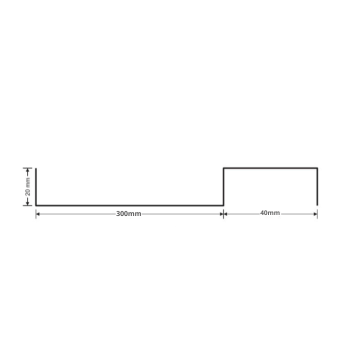 LAMBRIL U BANDEJA  PARA PORTÃO 300 X 40 X 3000 MM CHAPA 20 (0,90MM) 