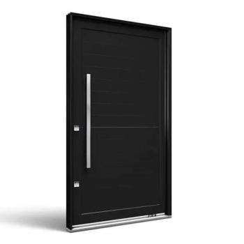 PORTAS DE ALUMÍNIO PIVOTANTE COR PRETA 225 X 130 X 12 PUXADOR INOX FECHADURA ROLETE MULTI PONTO COMPLETA