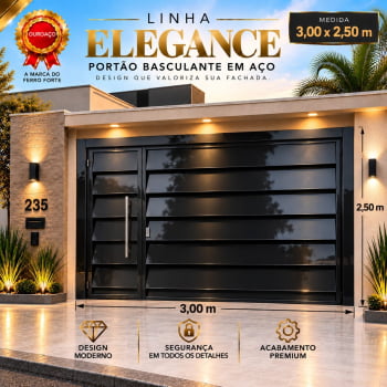 Portão Basculante Jaboticabal 3,00x2,50 – Linha Elegance