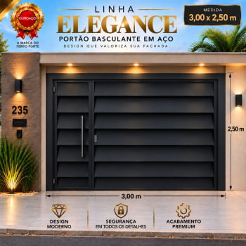 Portão Basculante Jaboticabal 3,00x2,50 – Linha Elegance