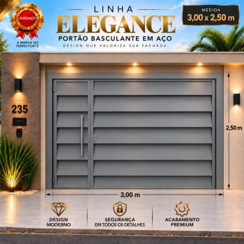 Portão Basculante Jaboticabal 3,00x2,50 – Linha Elegance