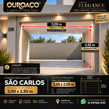 Portão Basculante São Carlos 300 x 250