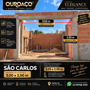 Portão Basculante São Carlos 300 x 250