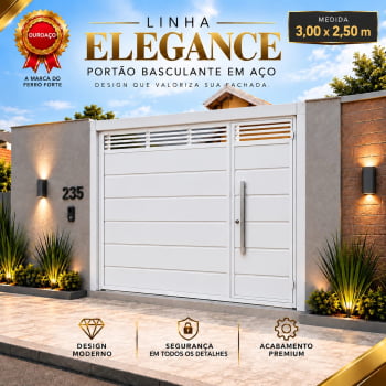 Portão Basculante São Carlos 3,00 x 2,50 m – Linha Elegance