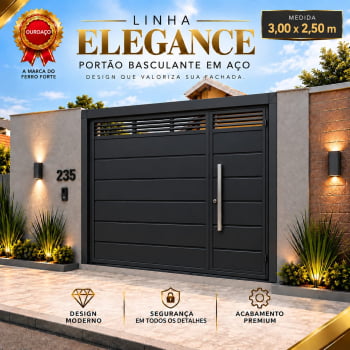 Portão Basculante São Carlos 3,00 x 2,50 m – Linha Elegance